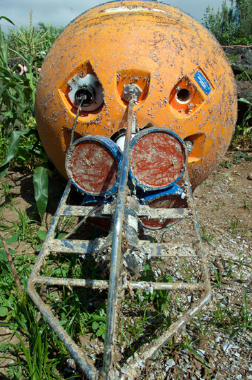 Photograph of buoy after it was recovered in Graciosa, Portugal.
